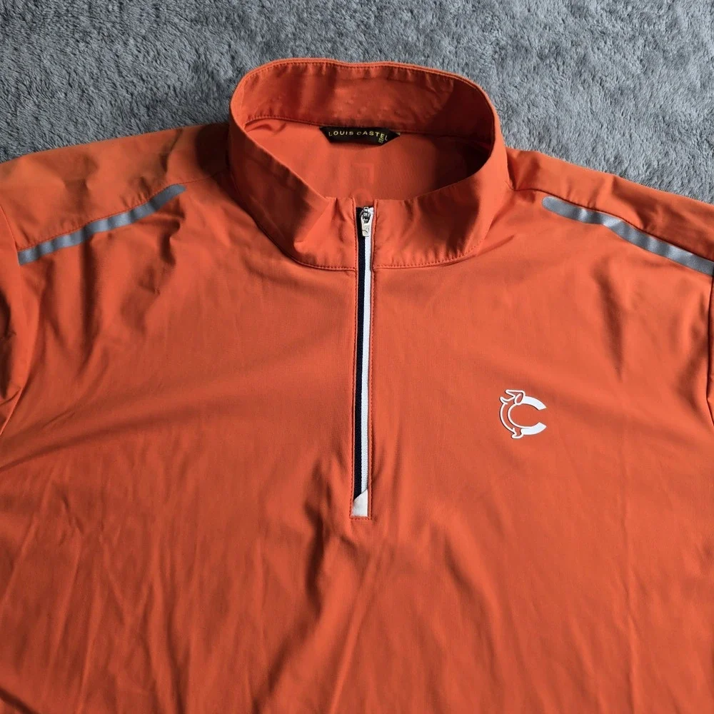 Louis Castel Pullover Shirt Mens Size 105 Orange Long Sleeve 1/4 Zip Golf